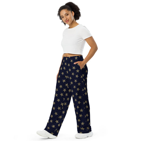 Star Beauty Printed Wide-Leg Pants