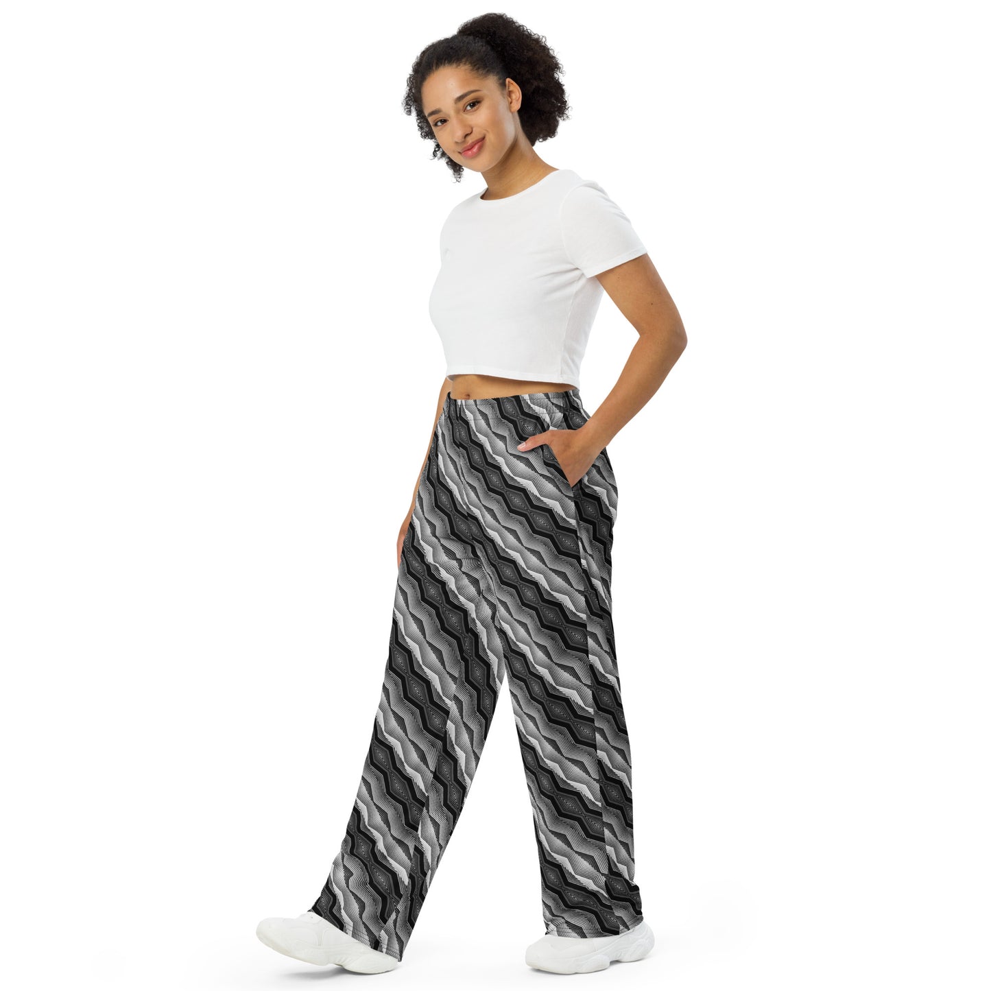 Checkered Style Patterned Wide-Leg Pants