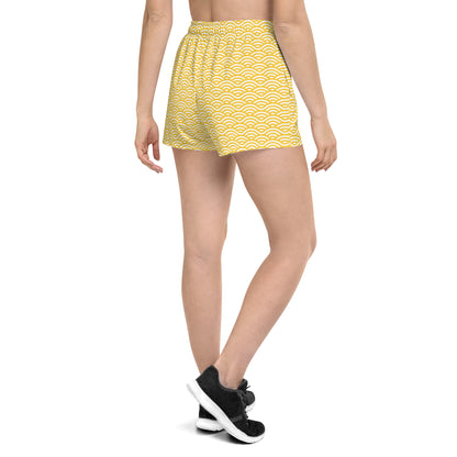 Geometric Grid Yellow & White Athletic Shorts