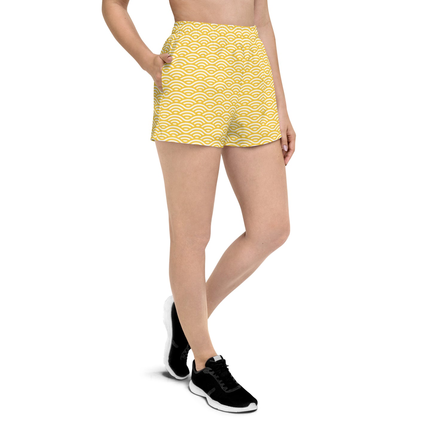 Geometric Grid Yellow & White Athletic Shorts