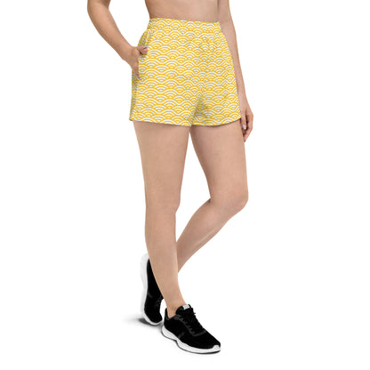 Geometric Grid Yellow & White Athletic Shorts