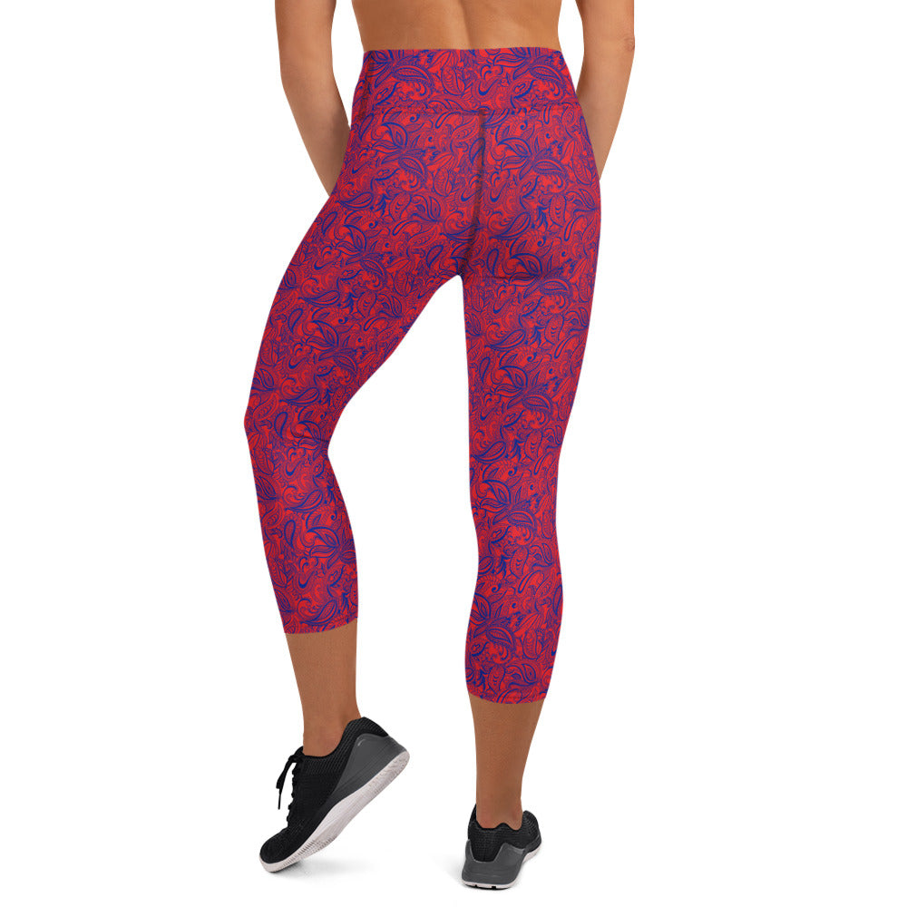 Vintage Verve Paisley Yoga Capri Leggings