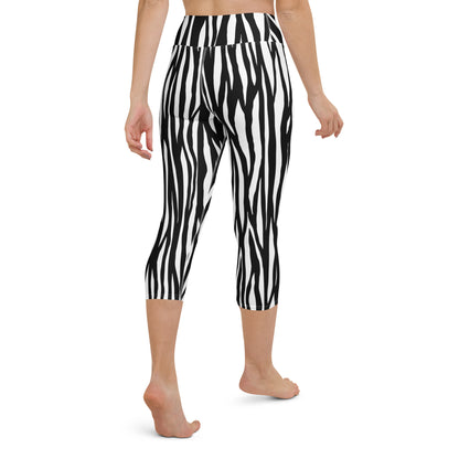 Zebra Patterned Yoga Capri Leggings