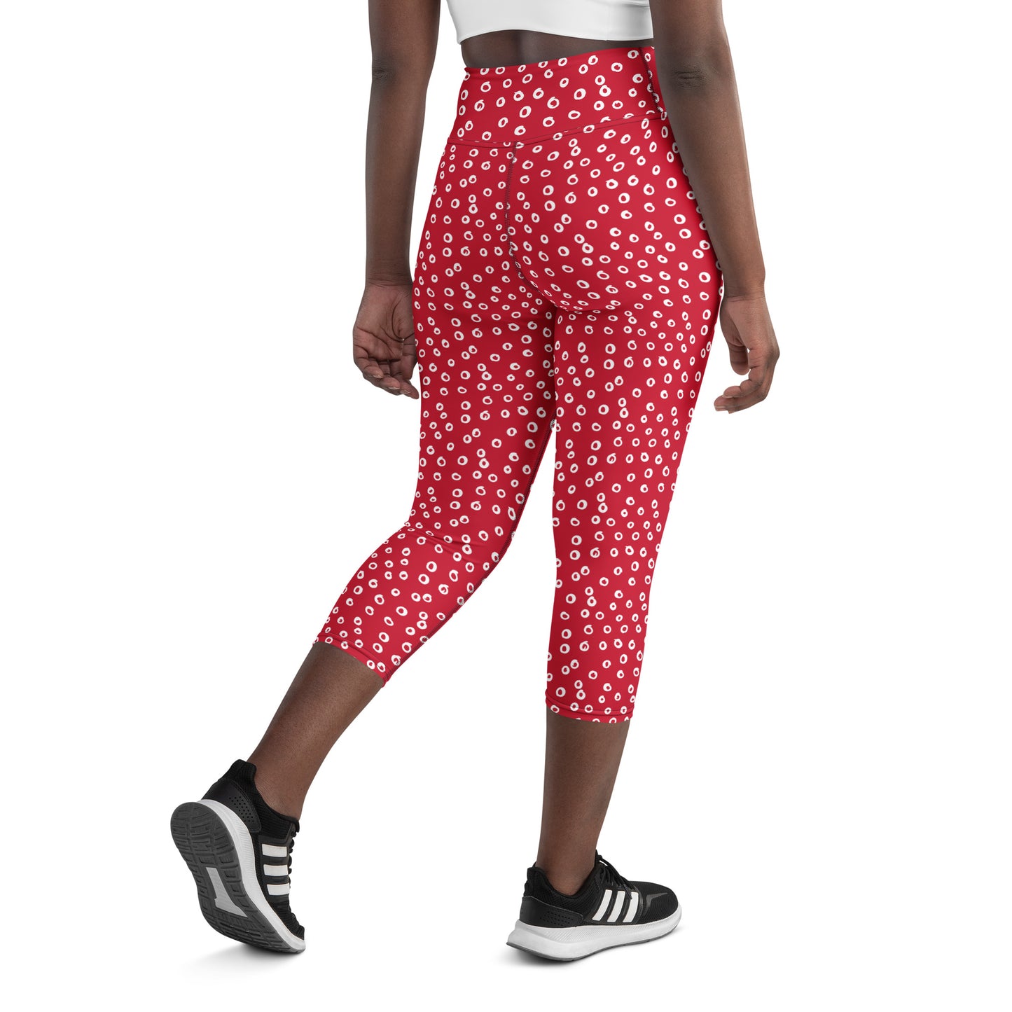 Festive Red Dots Pattern Yoga Capri Leggings