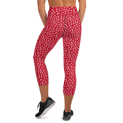 Festive Red Dots Pattern Yoga Capri Leggings