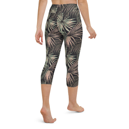 Black Leaf Tale High-Waisted Yoga Capri Leggings