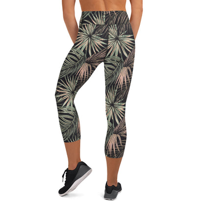 Black Leaf Tale High-Waisted Yoga Capri Leggings