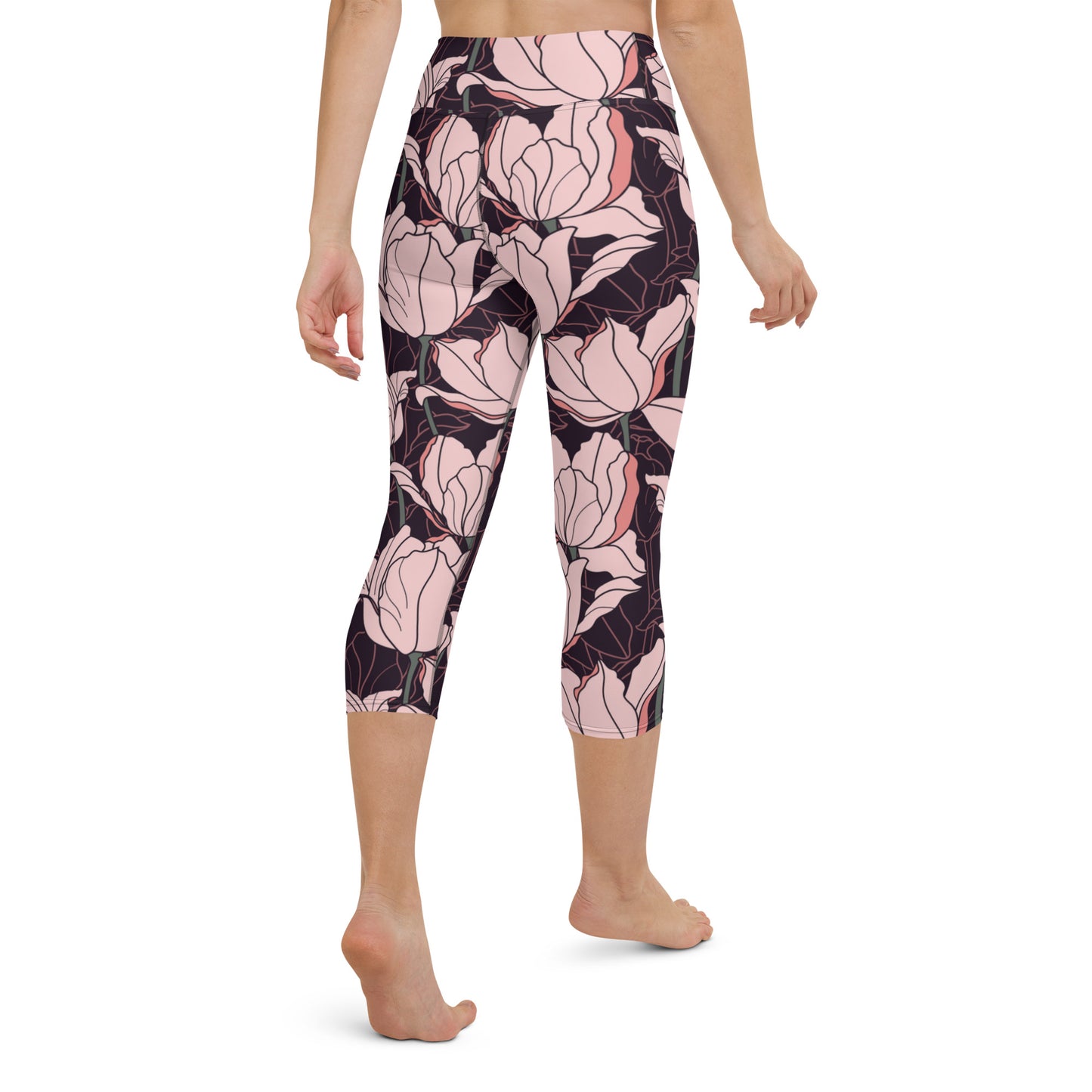 Floral Fantasy High-Waisted Yoga Capri Leggings