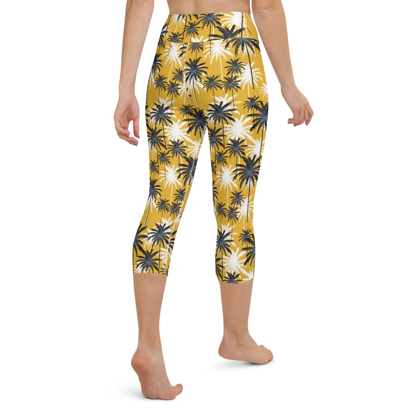 Tree Style Yellow Yoga Capri Leggings