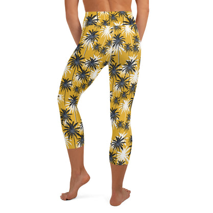 Tree Style Yellow Yoga Capri Leggings