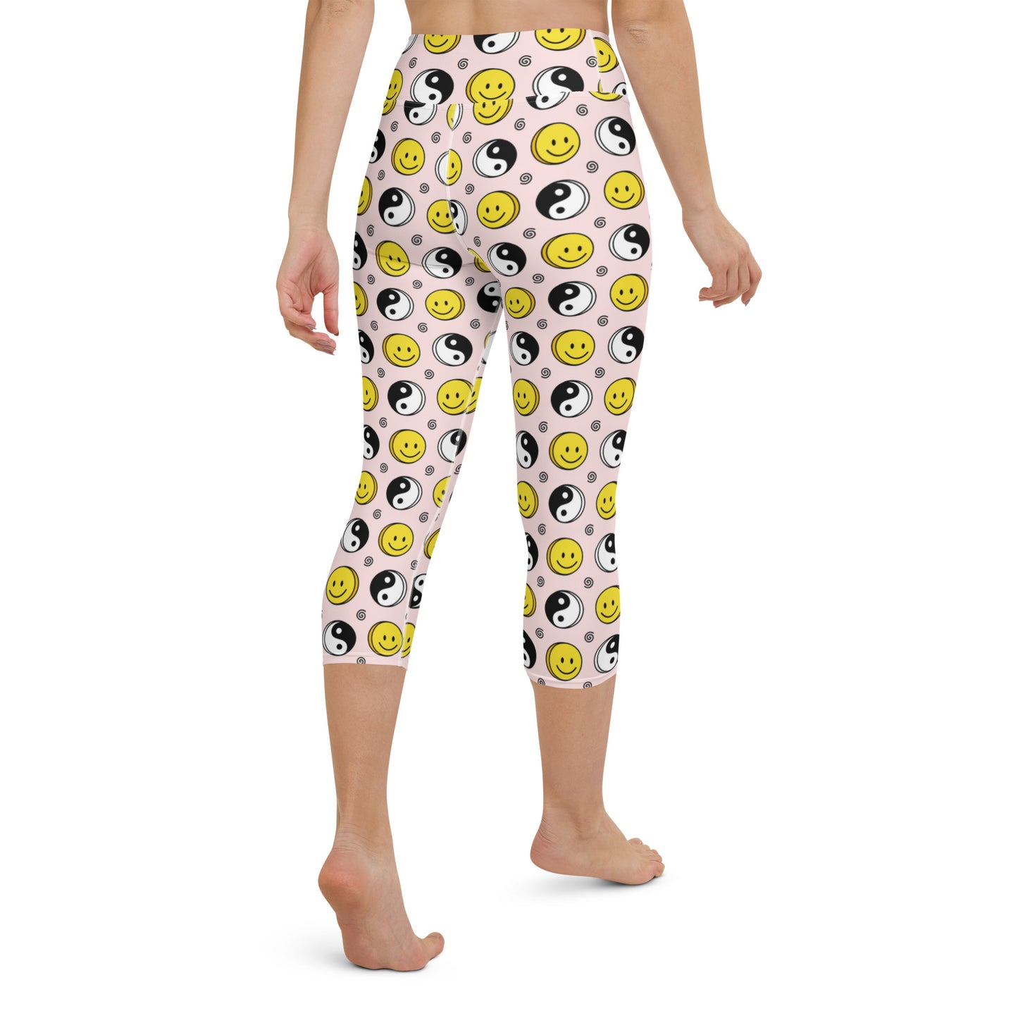 Perfect Smiley Print High-Waisted Yoga Capri Leggings