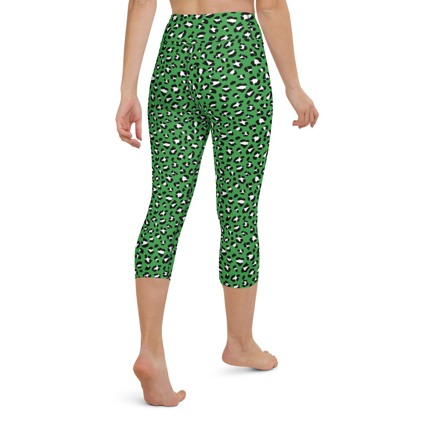 Green Leopard High-Waisted Yoga Capri Leggings