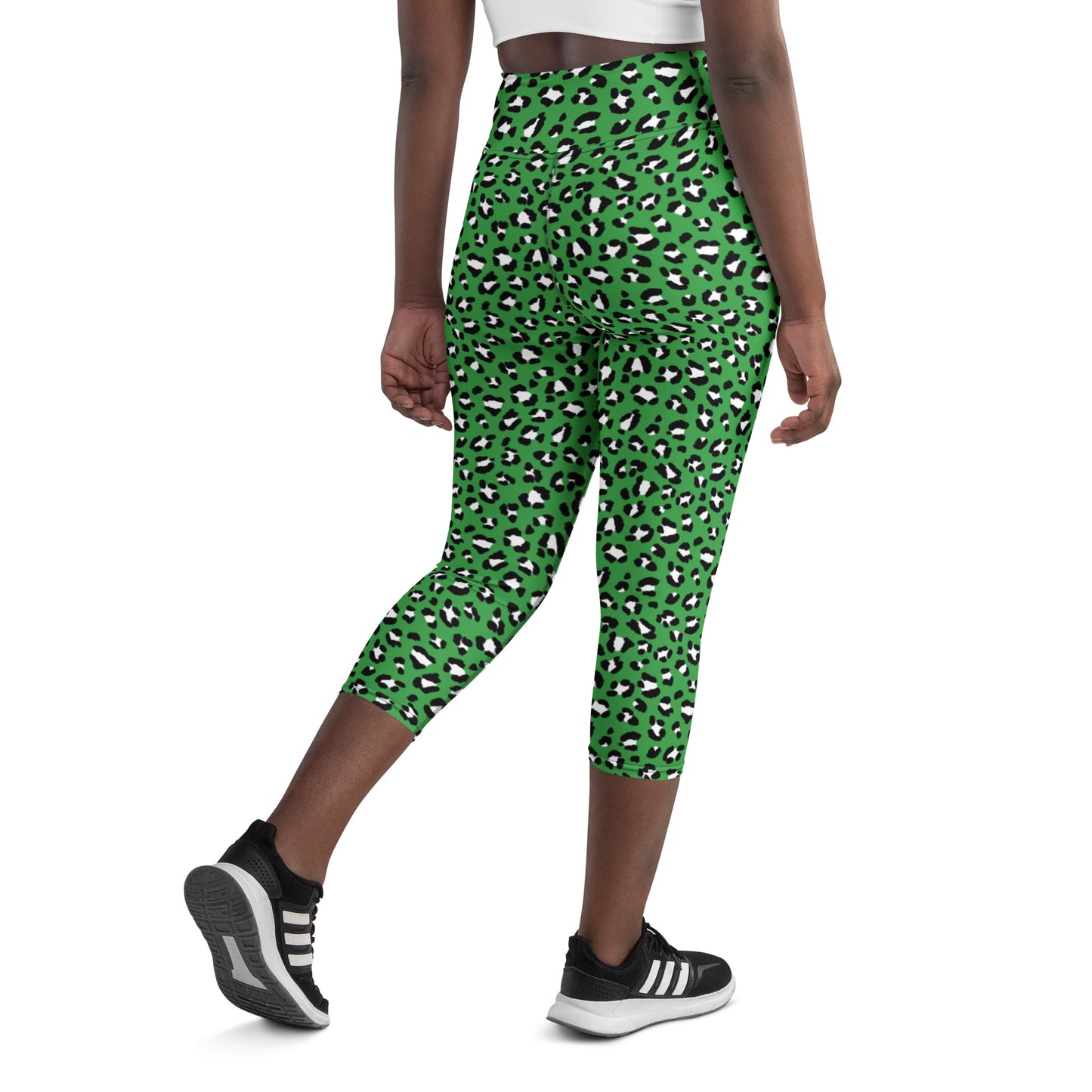 Green Leopard High-Waisted Yoga Capri Leggings