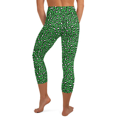 Green Leopard High-Waisted Yoga Capri Leggings