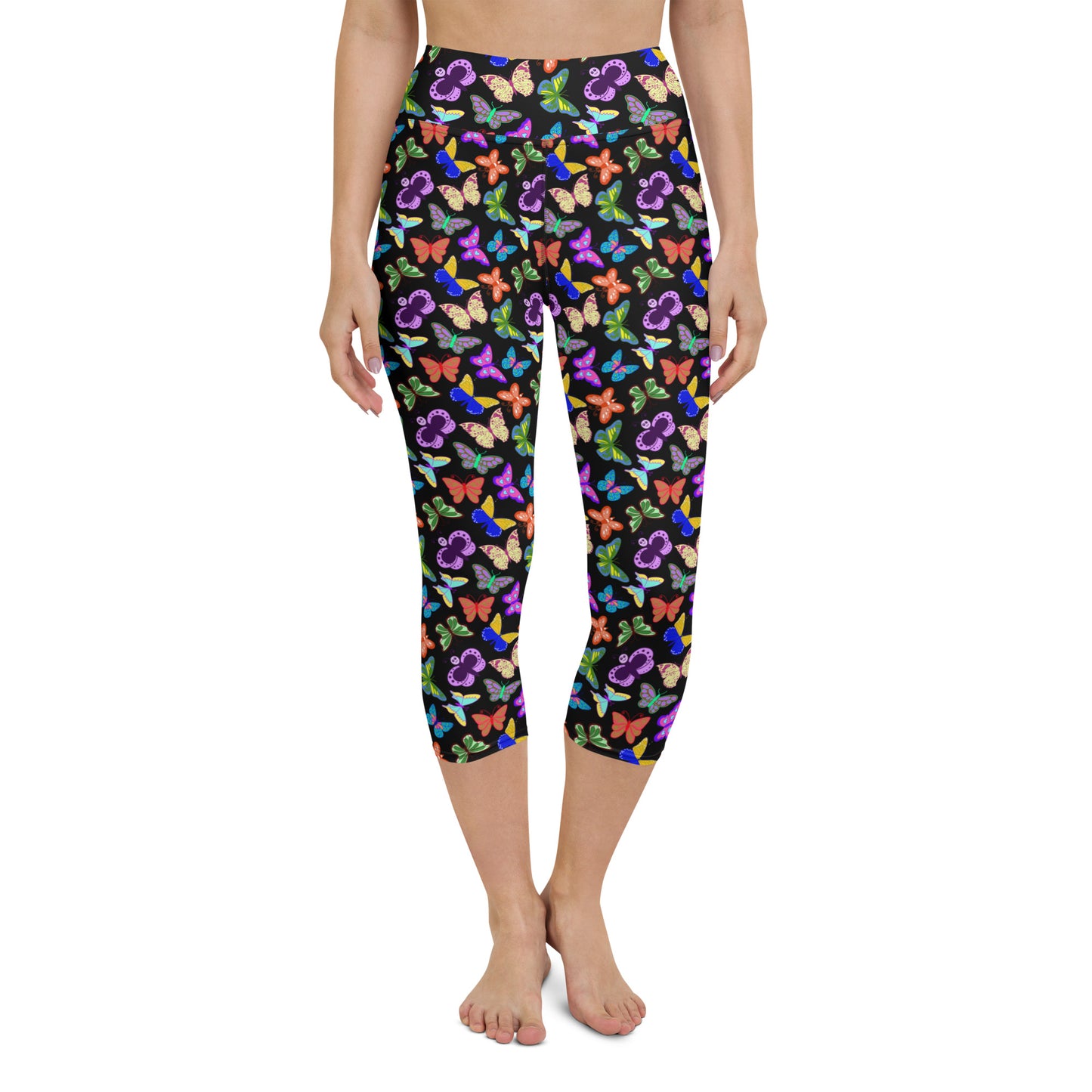 Butterflies Print Smooth Yoga Capri Leggings