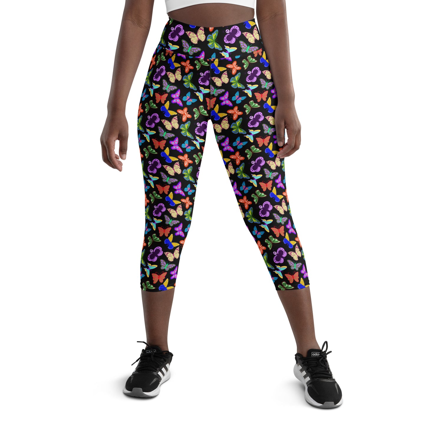 Butterflies Print Smooth Yoga Capri Leggings