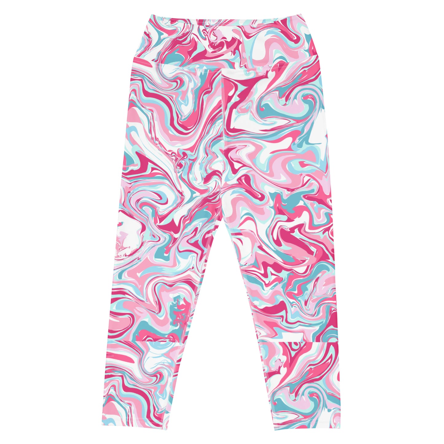 Pink Marble Madness Yoga Capri Leggings