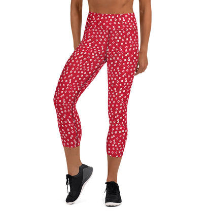 Festive Red Dots Pattern Yoga Capri Leggings