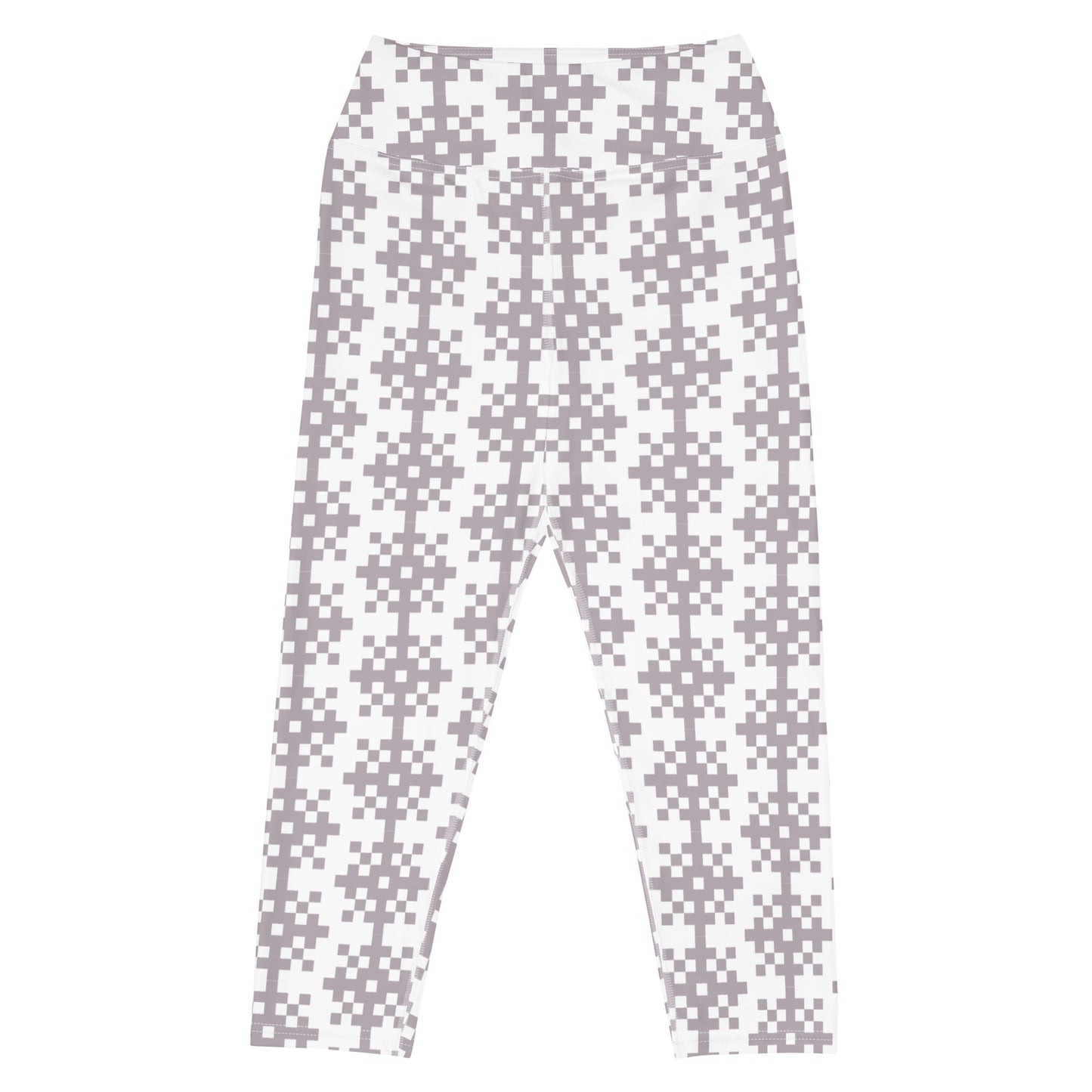 Snowflake White Printed Yoga Capri Leggings