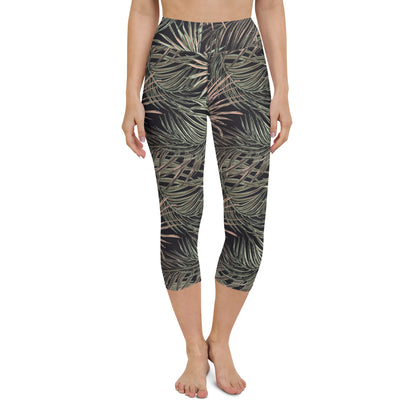 Black Leaf Tale High-Waisted Yoga Capri Leggings