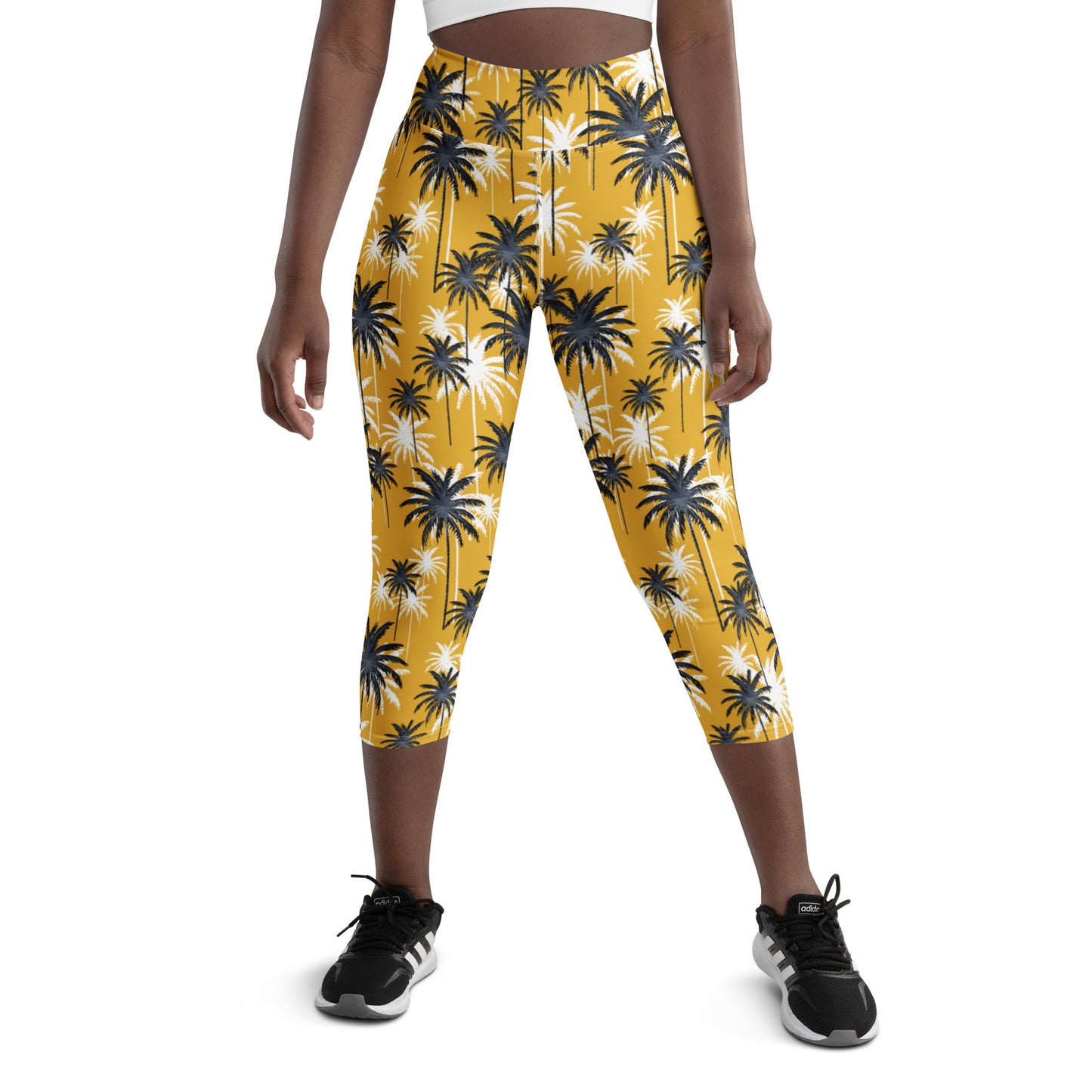 Tree Style Yellow Yoga Capri Leggings