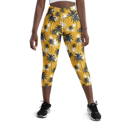 Tree Style Yellow Yoga Capri Leggings