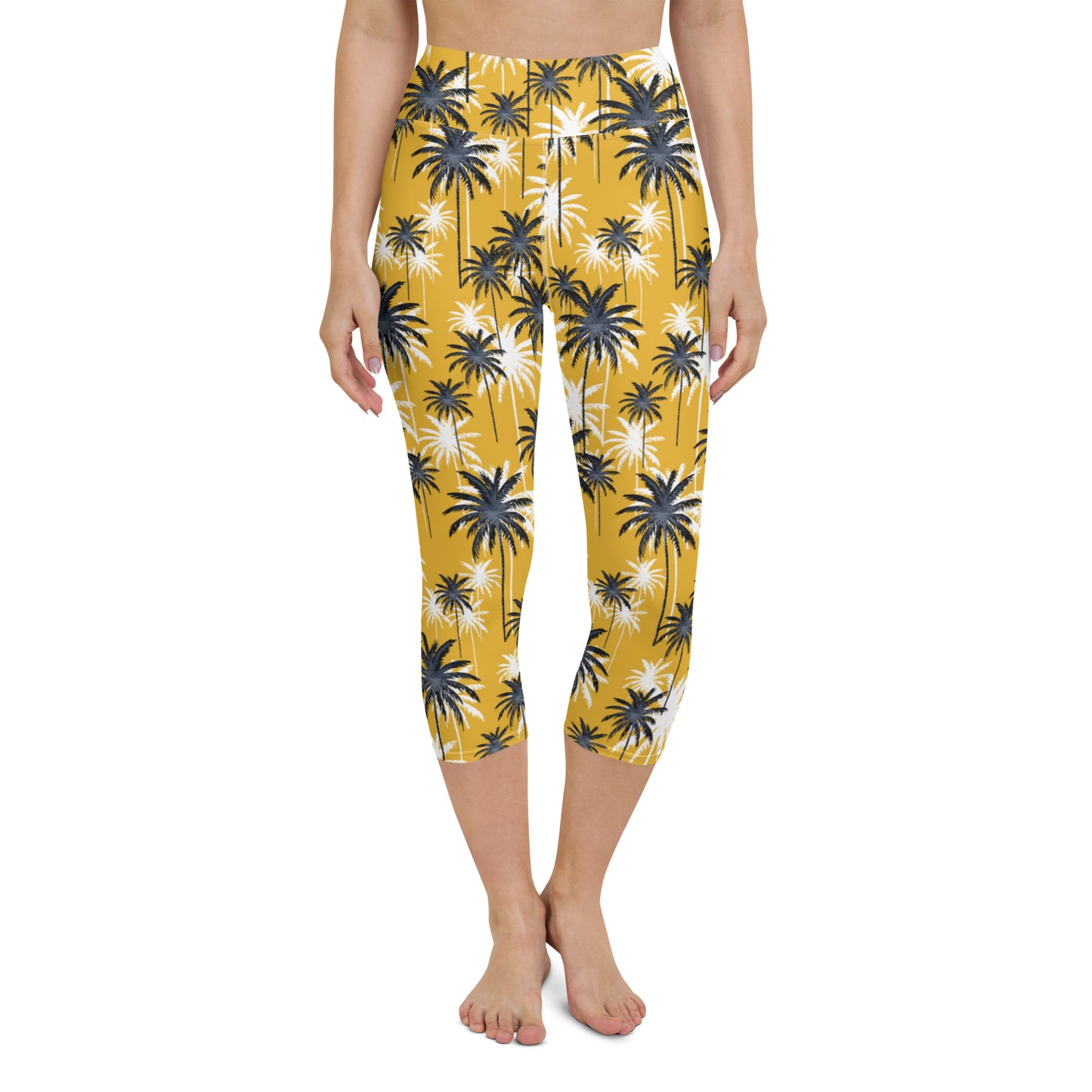 Tree Style Yellow Yoga Capri Leggings