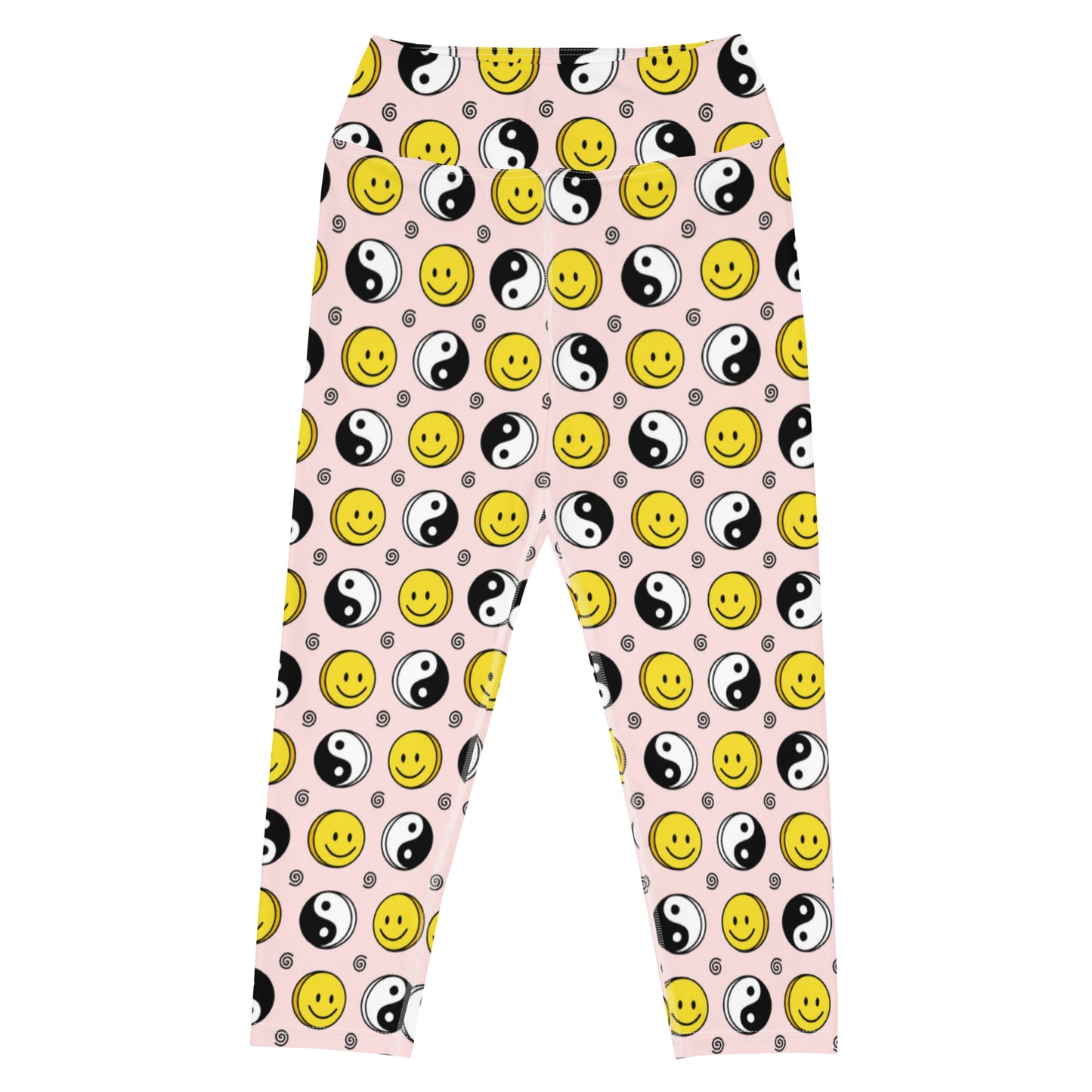 Perfect Smiley Print High-Waisted Yoga Capri Leggings