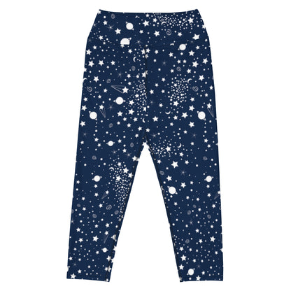 Starry Night Blue High-Waisted Yoga Capri Leggings