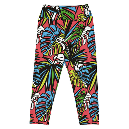 Multicolored Leafy Mix High-Waisted Yoga Capri Leggings