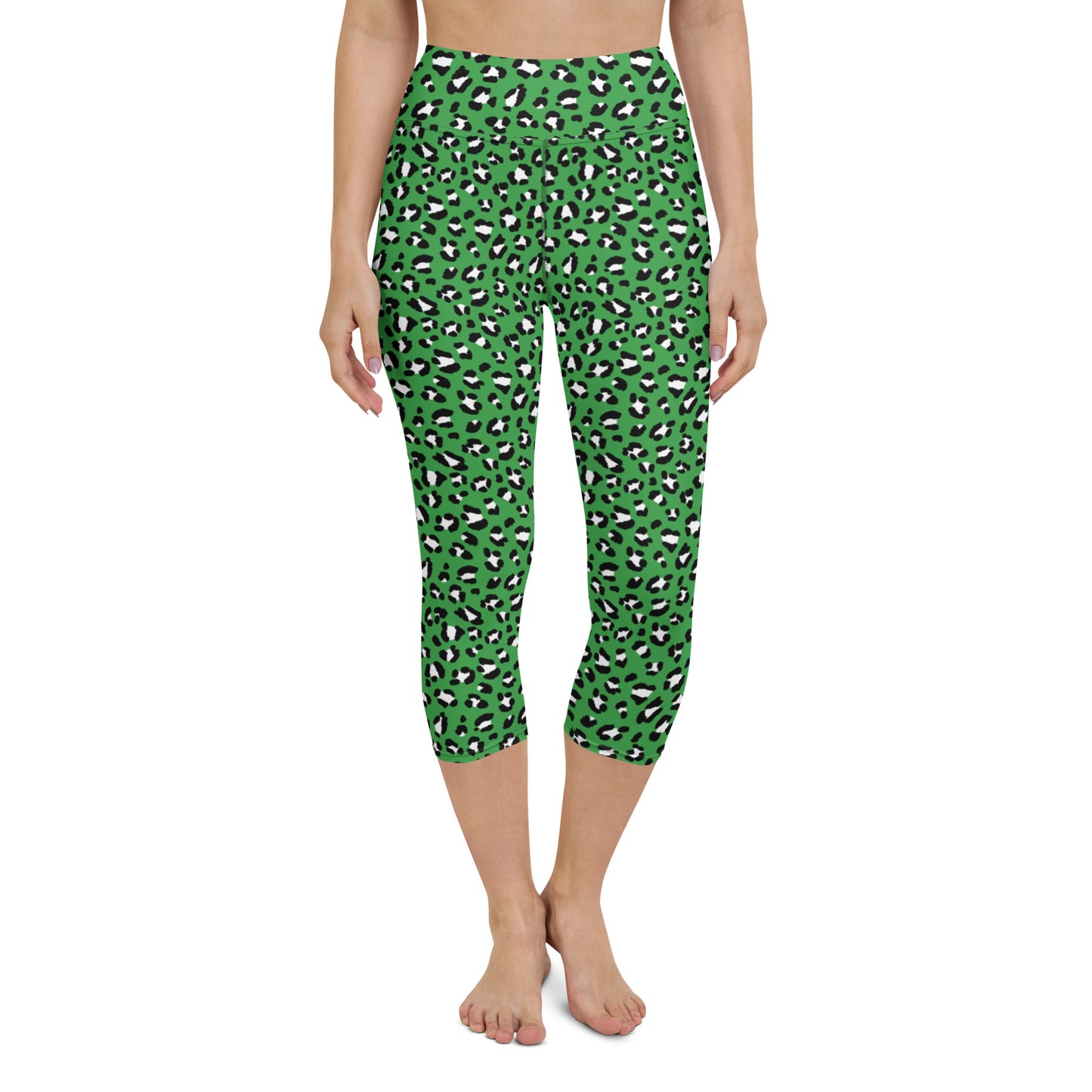 Green Leopard High-Waisted Yoga Capri Leggings