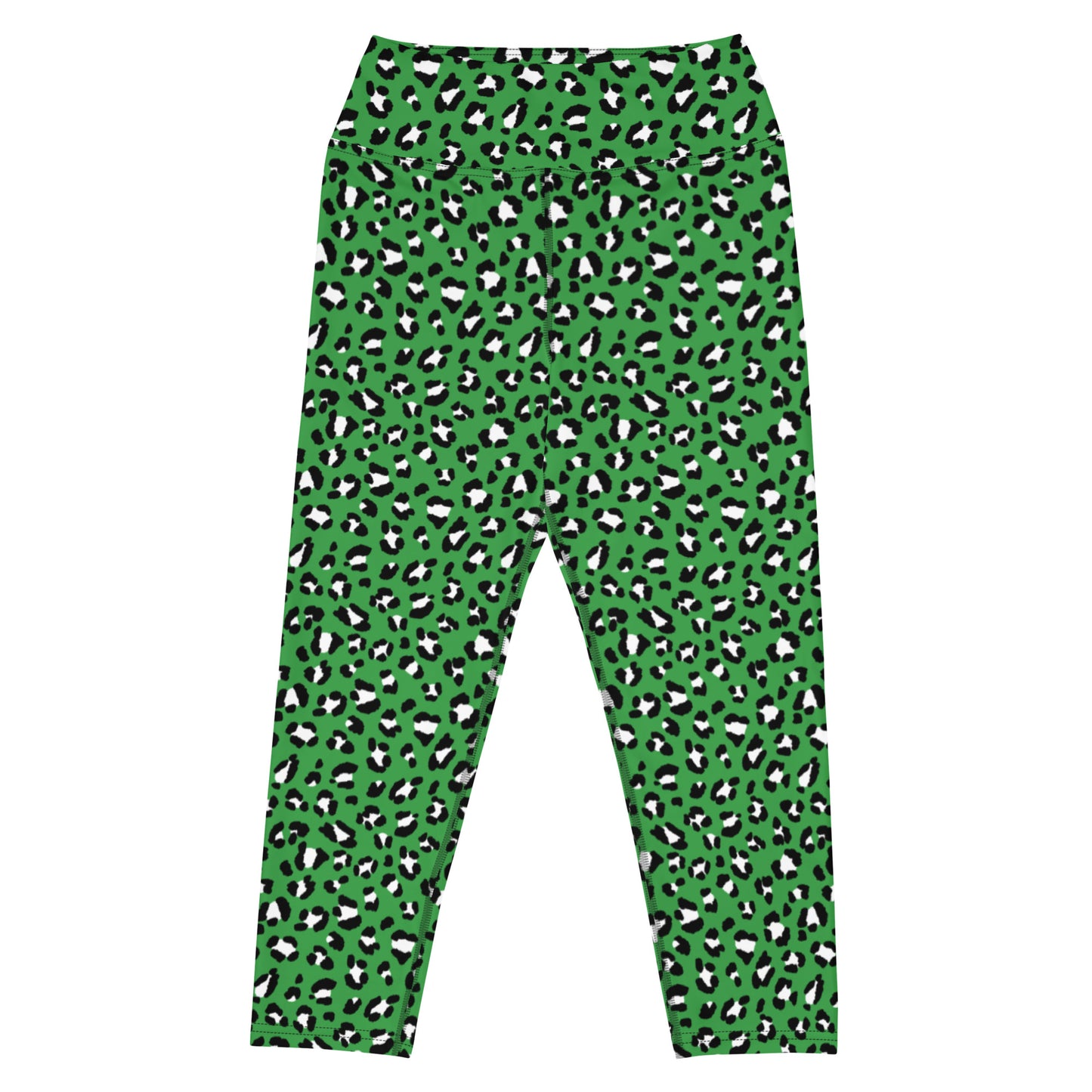 Green Leopard High-Waisted Yoga Capri Leggings