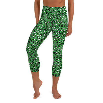 Green Leopard High-Waisted Yoga Capri Leggings