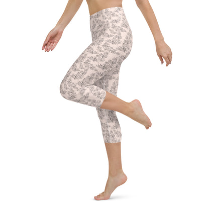 Pink Flourish Activewear Yoga Capri Leggings