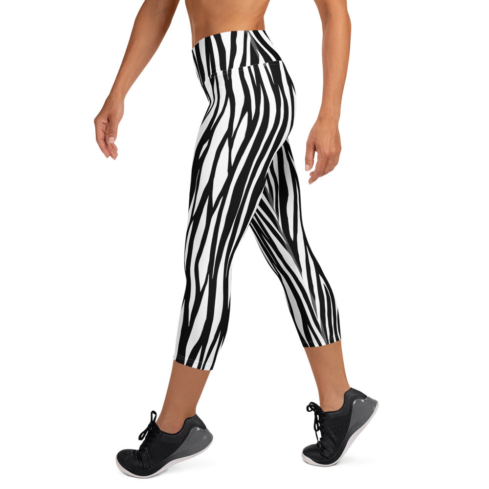 Zebra Patterned Yoga Capri Leggings