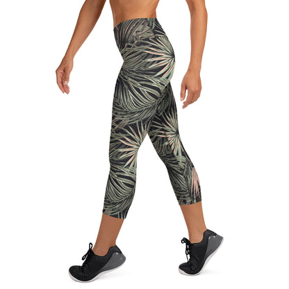 Black Leaf Tale High-Waisted Yoga Capri Leggings