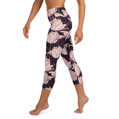 Floral Fantasy High-Waisted Yoga Capri Leggings