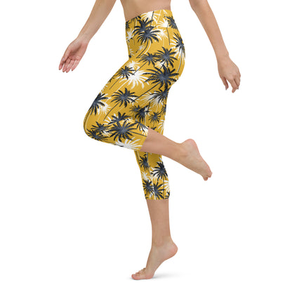 Tree Style Yellow Yoga Capri Leggings