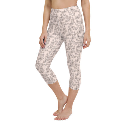 Pink Flourish Activewear Yoga Capri Leggings