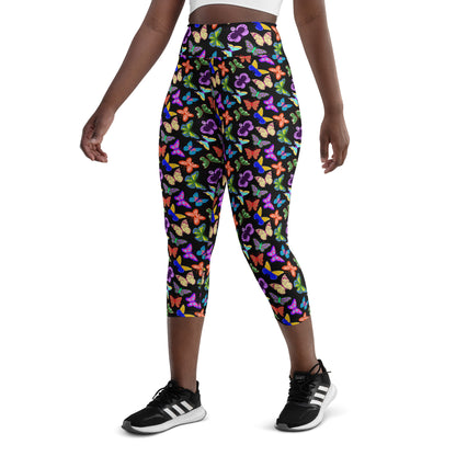 Butterflies Print Smooth Yoga Capri Leggings