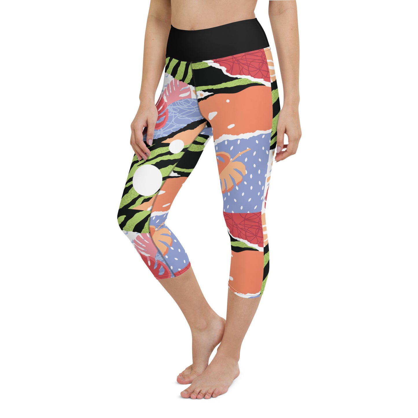 Pop Art Green Yoga Capri Leggings