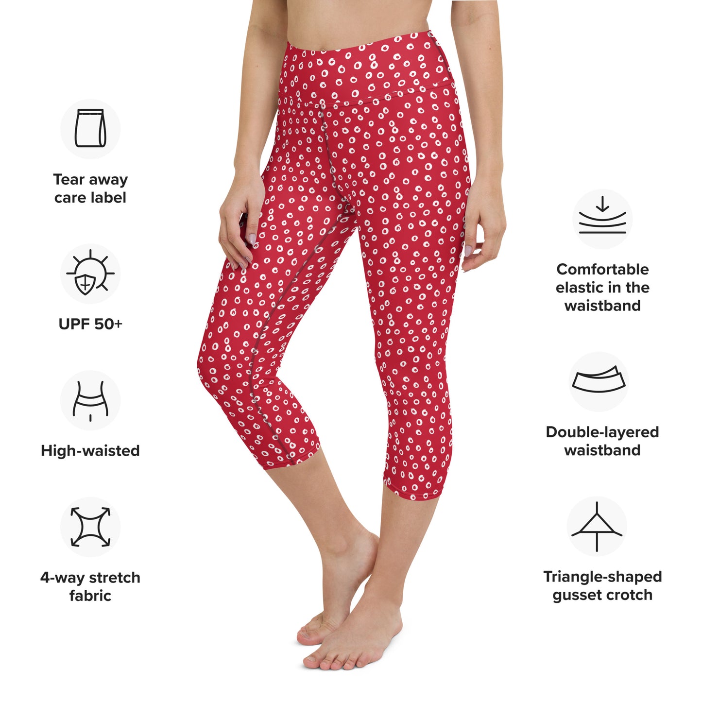 Festive Red Dots Pattern Yoga Capri Leggings