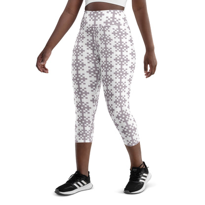 Snowflake White Printed Yoga Capri Leggings