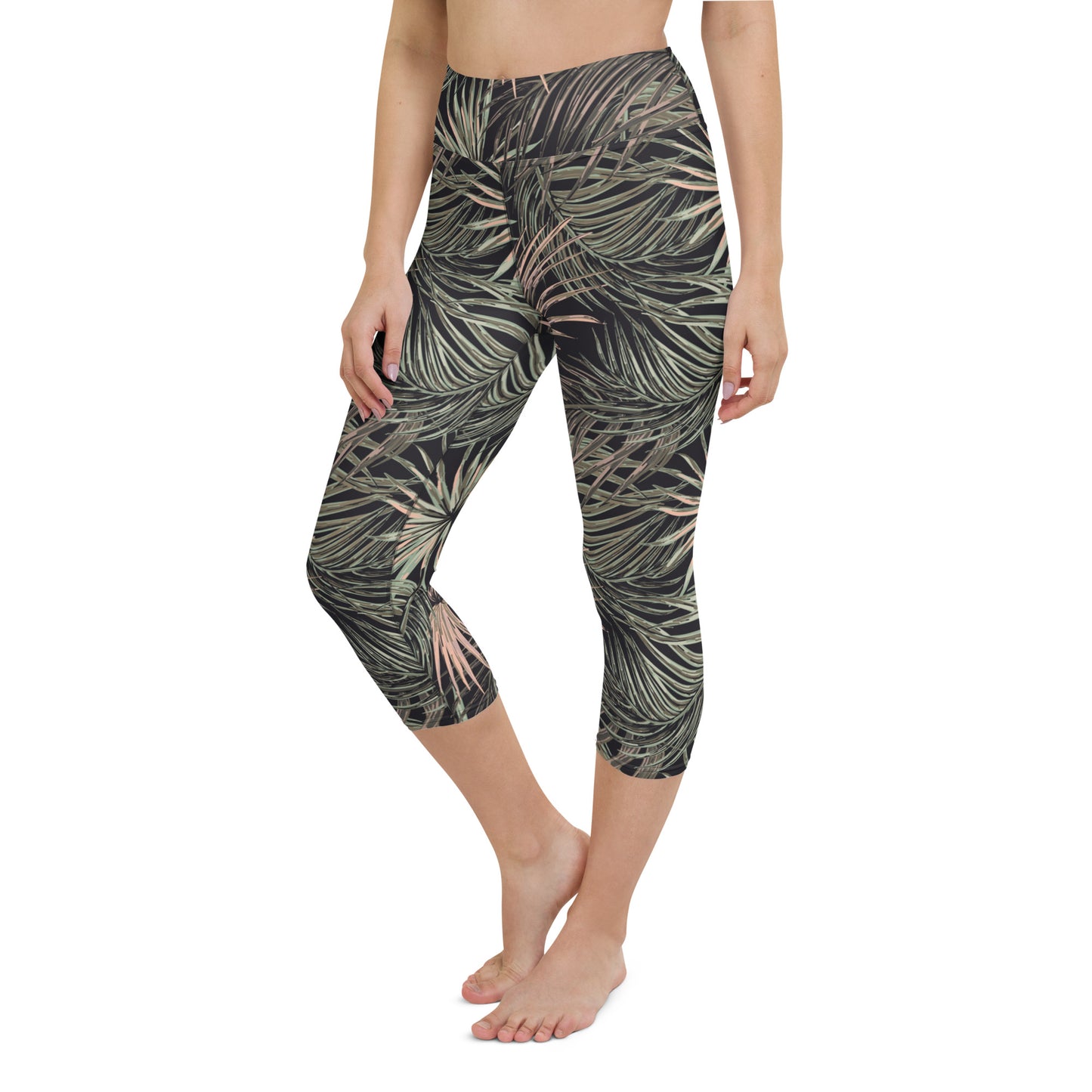 Black Leaf Tale High-Waisted Yoga Capri Leggings