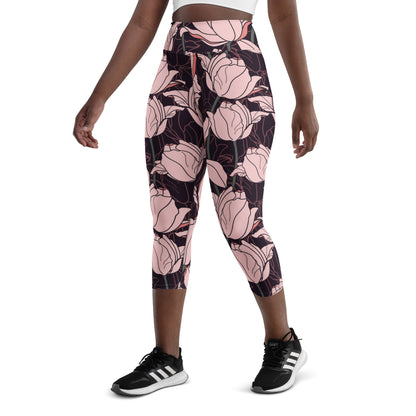 Floral Fantasy High-Waisted Yoga Capri Leggings