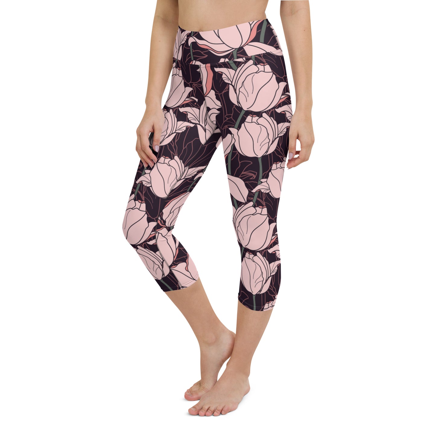 Floral Fantasy High-Waisted Yoga Capri Leggings