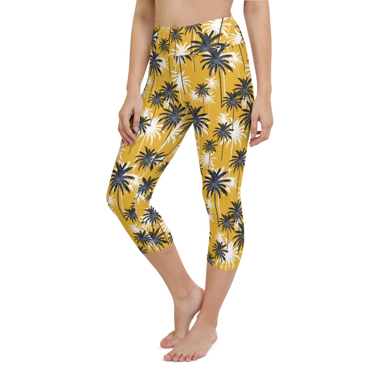 Tree Style Yellow Yoga Capri Leggings