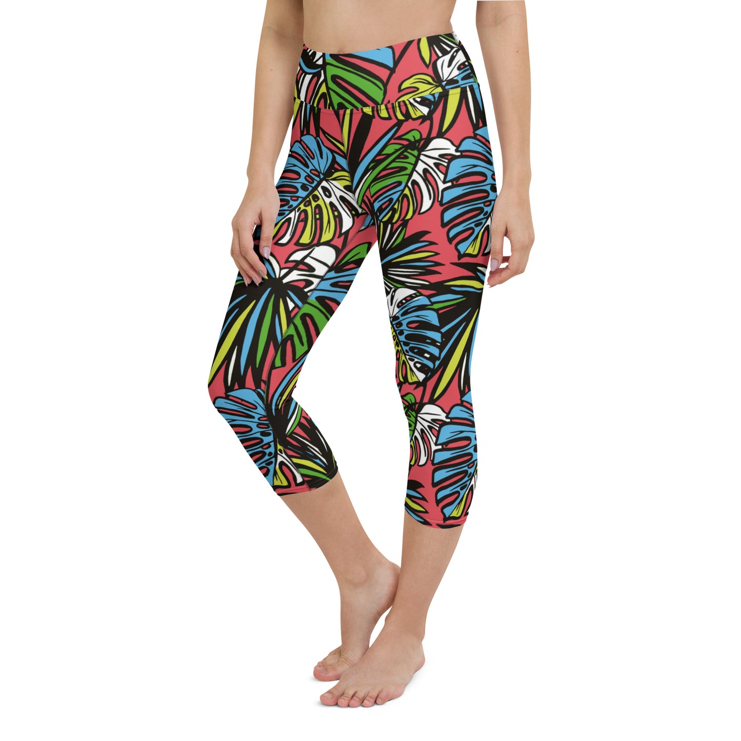 Multicolored Leafy Mix High-Waisted Yoga Capri Leggings