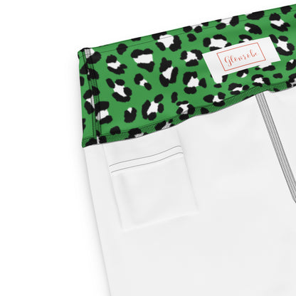 Green Leopard High-Waisted Yoga Capri Leggings