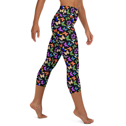 Butterflies Print Smooth Yoga Capri Leggings